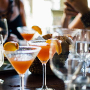 a group of wine glasses