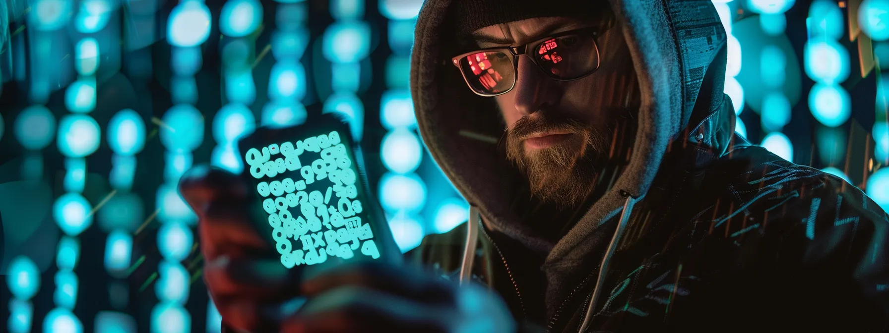 a cyber criminal creating a fake qr code to steal cryptocurrency from unsuspecting victims.