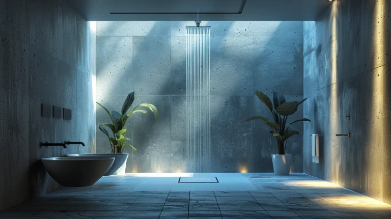 a modern, sleek bathroom featuring a variety of innovative ac vent designs, elegantly illuminated by soft, ambient lighting that highlights the sophisticated aesthetics and functionality of each vent type.