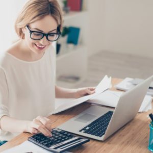 a woman working on a laptop