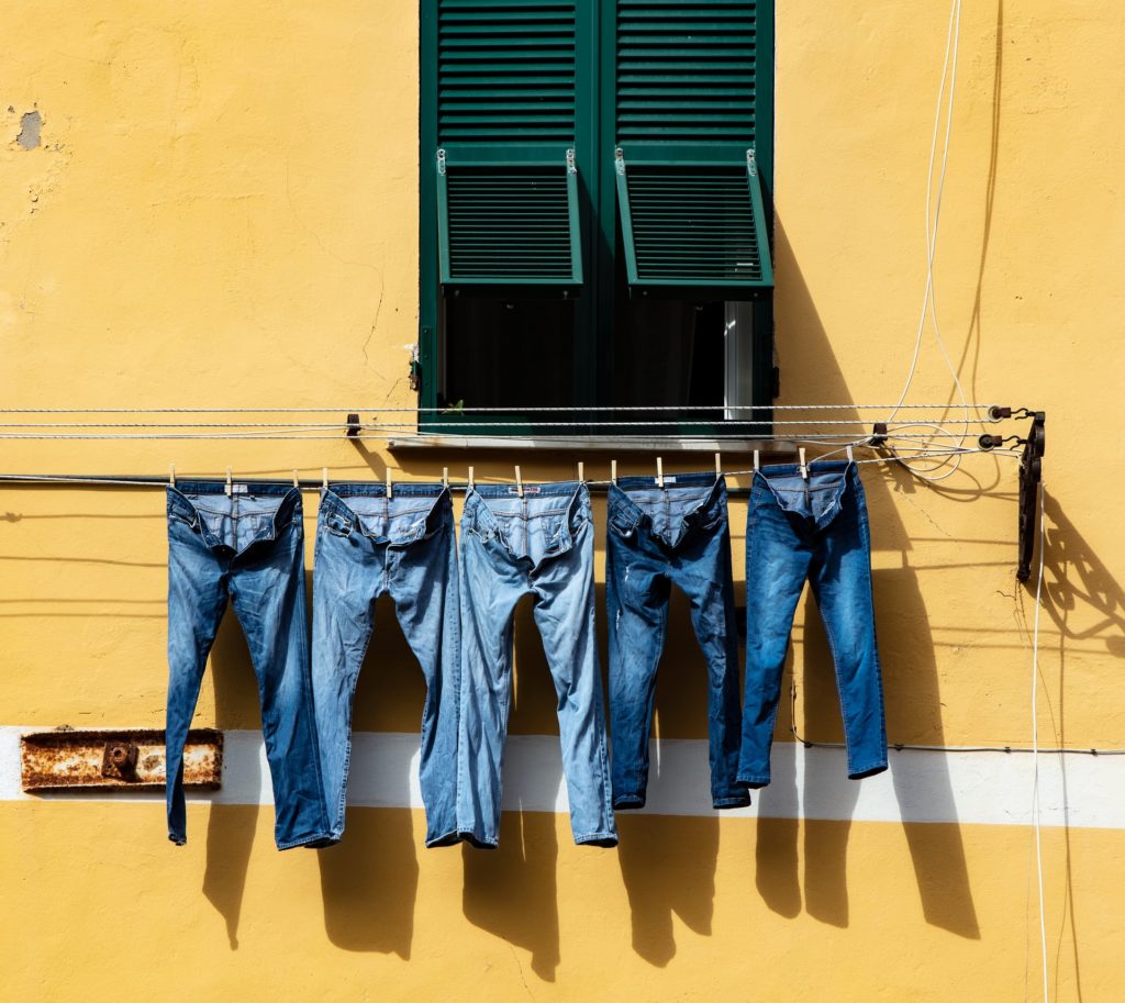 clothes on a rack