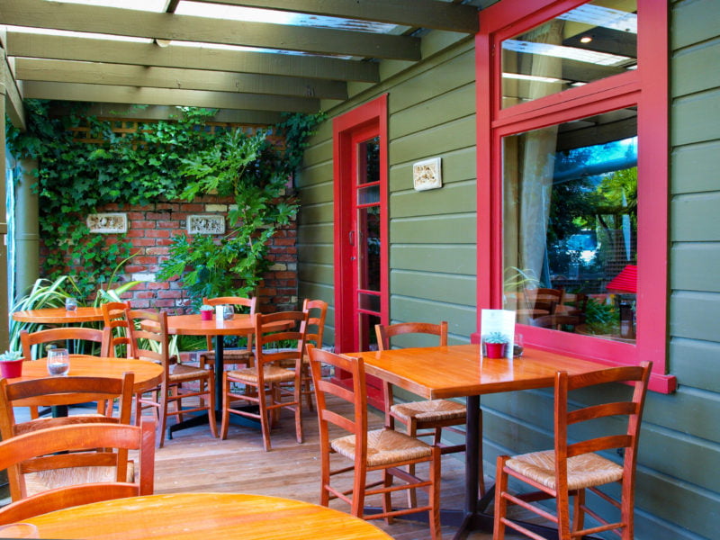 a restaurant with tables and chairs