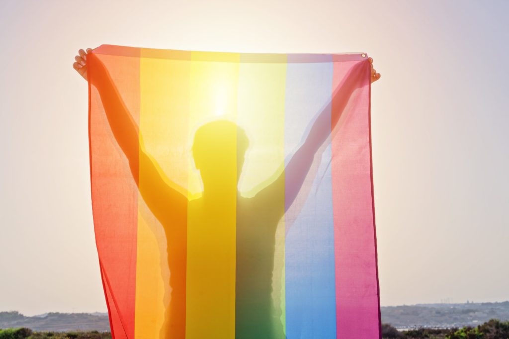 a person holding a flag