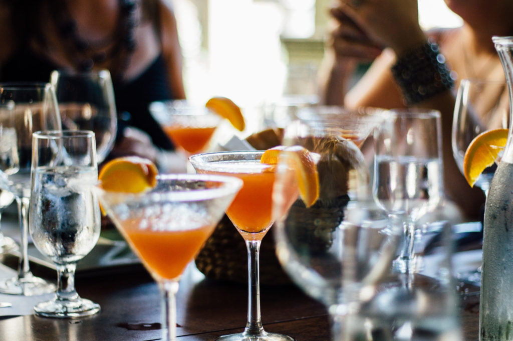 a group of wine glasses