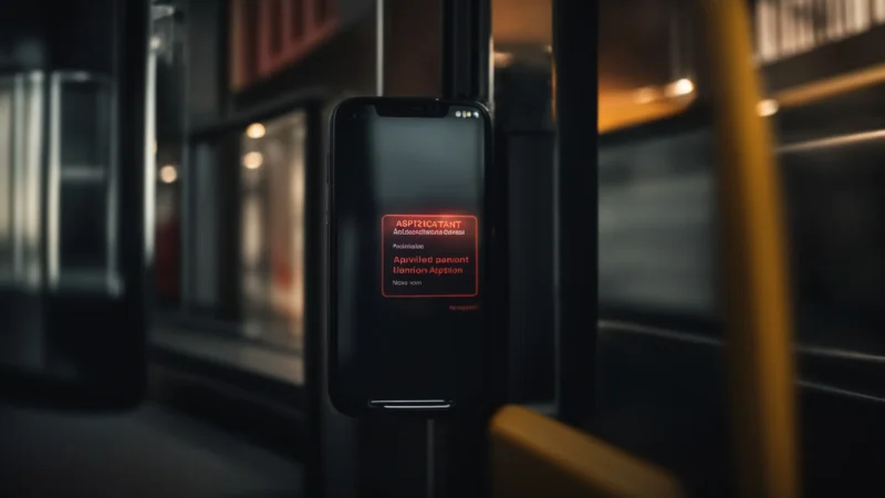 a smartphone screen displaying a warning alert for a suspicious application download.