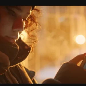 a person receiving a suspicious text message on their phone.