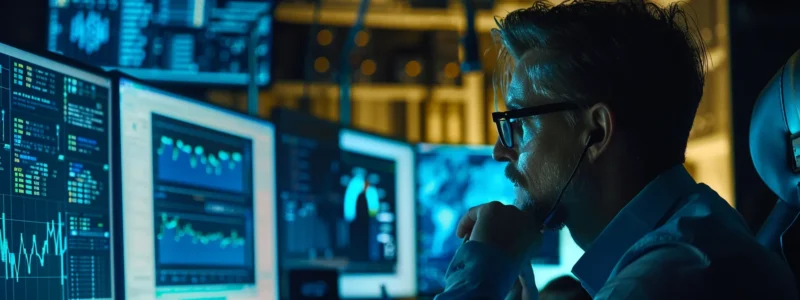 a person analyzing data on a computer screen to detect and prevent phishing attacks.