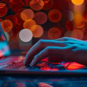 a person typing on a laptop with multiple tabs open to different guest posting websites.