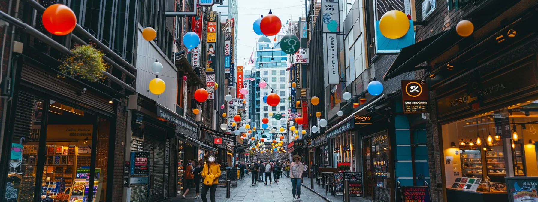 a bustling city street lined with vibrant storefronts, each proudly displaying their google my business listing stickers, showcasing the impact of local visibility.